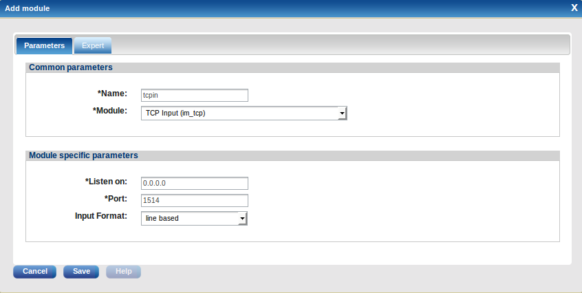 Module configuration dialog