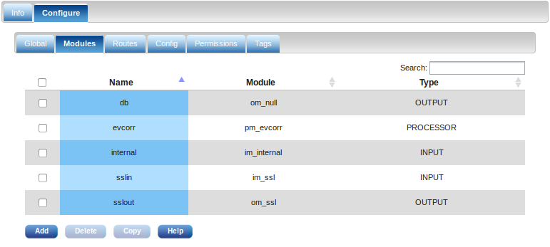 Agent modules configuration