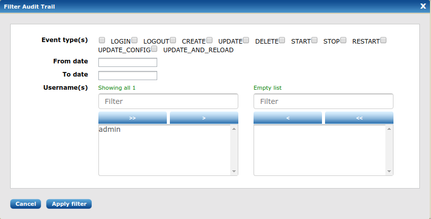 Filter Audit Trail