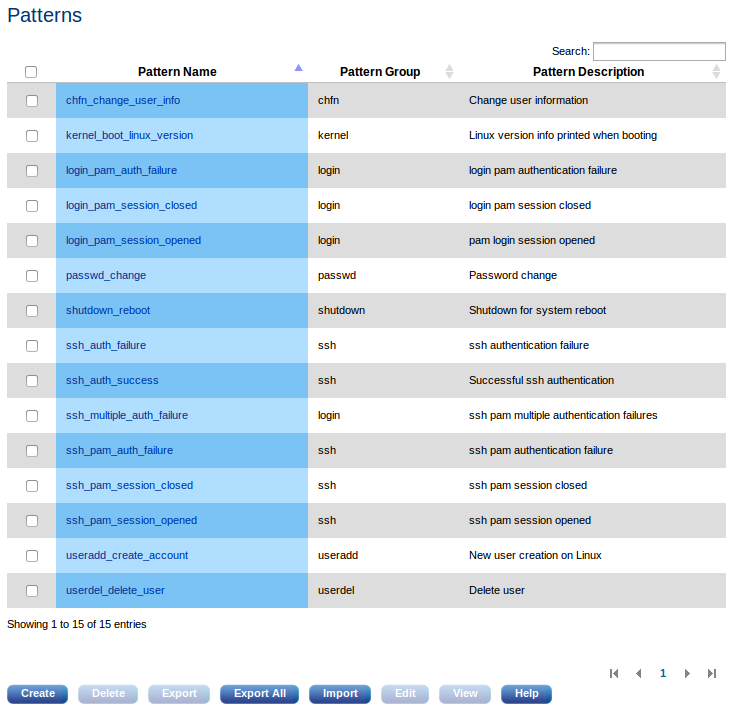 Pattern list