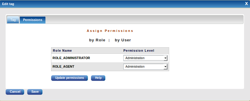 Edit tag permissions by Role