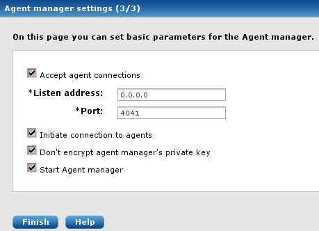 Agent manager settings